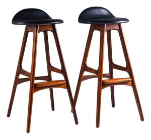 Model OD-61 Bar Stools attributed to Erik Buch for Odense Møbelfabrik, Denmark, 1960s, Set of 2