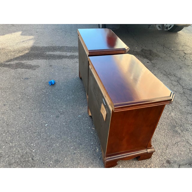 1980s Pair of Basset Mahogany Nightstands For Sale - Image 10 of 13
