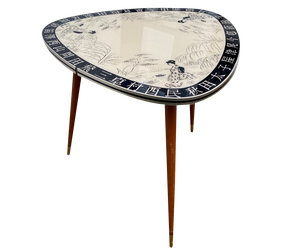 Kidney Shaped Coffee Table with Geisha Motif, 1950s