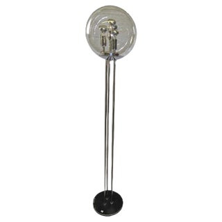 Glass & Chrome Globe Floor Lamp For Sale