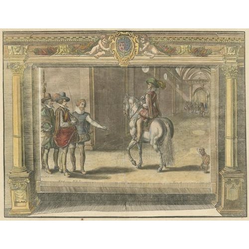 French School Artist, Equestrian Court, 1623, Engraving, Set of 2 For Sale - Image 4 of 10