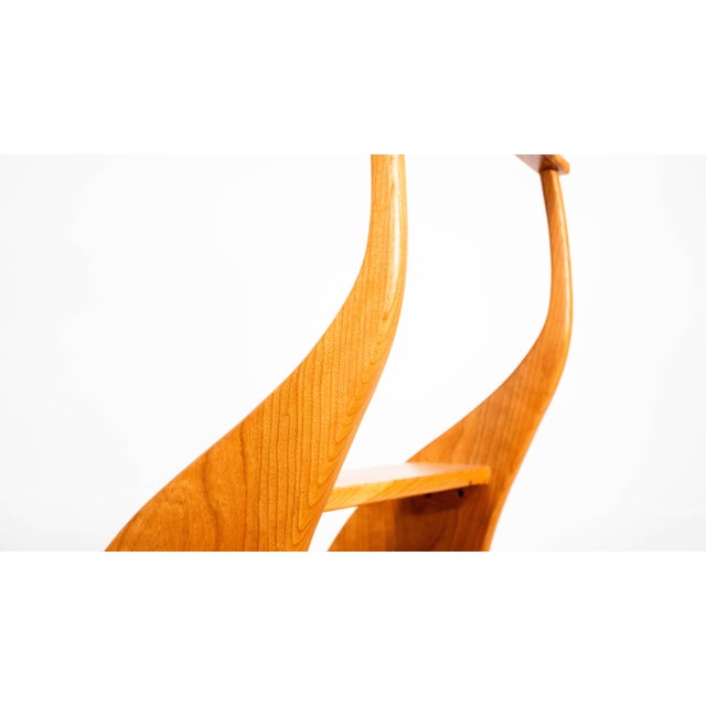 American Studio Cherry Wood Sculptural Library Steps Stool For Sale - Image 12 of 17
