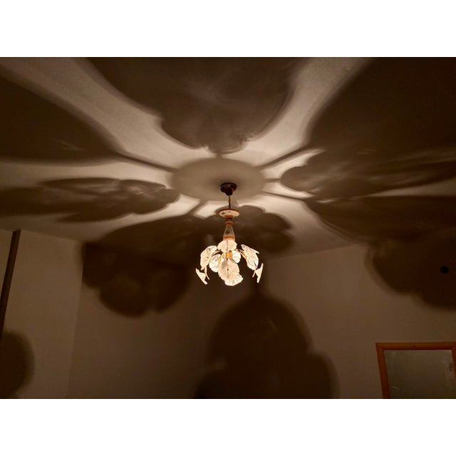 Mid 20th Century Italian Handmade Porcelain & White Murano Glass Daisy Chandelier For Sale - Image 18 of 18