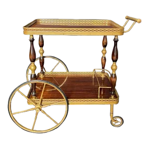 French Midcentury Modern Bar Trolley or Bar Cart With Brass and Formica