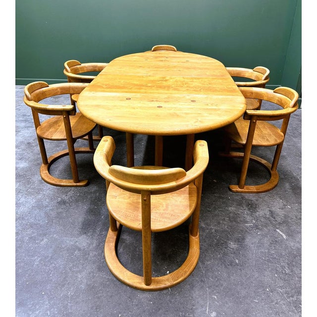 Brutalist Sculptured Chairs and Alder Wood Table by Team, Set of 7 For Sale - Image 6 of 16