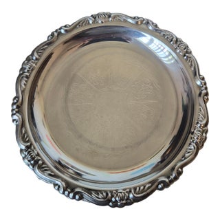 Vintage Italian Silver-Plated Floral Rococo Coaster / Small Dish For Sale