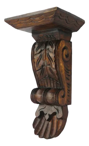 Floral Wood Carved Wall Shelf with Ornaments