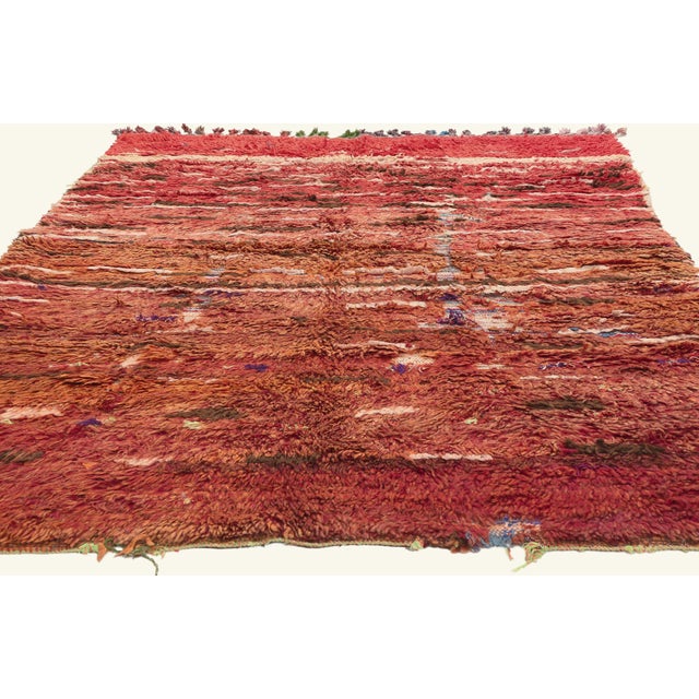 Tribal Vintage Azilal Boucherouite Moroccan Rug, 05'02 X 07'04 For Sale - Image 3 of 10