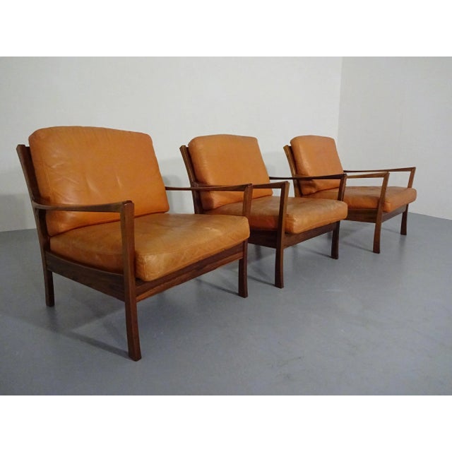 Mid-Century Modern Rosewood and Leather Easy Chair, Denmark, 1960s For Sale - Image 3 of 18