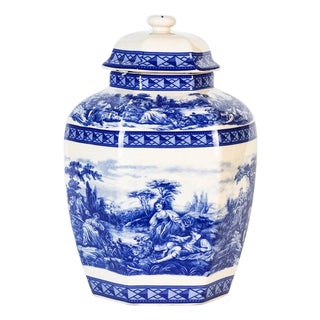 Ceramic Blue Decorative Vase, Early 20th Century For Sale