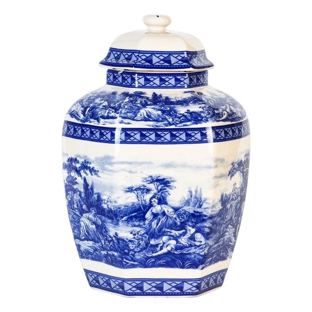 Ceramic Blue Decorative Vase, Early 20th Century For Sale