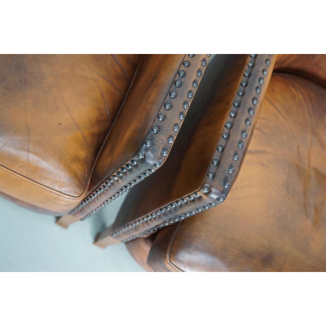Vintage Dutch Cognac Colored Leather Club Chairs, 1970s, Set of 2 For Sale - Image 4 of 18