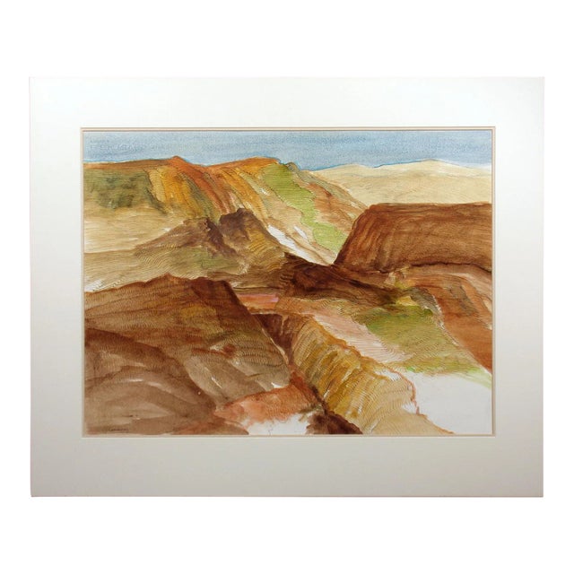 James Conaway "Horse Mesa" Original Mixed Media Watercolor Painting and Colored Pencil on Paper, Matted For Sale