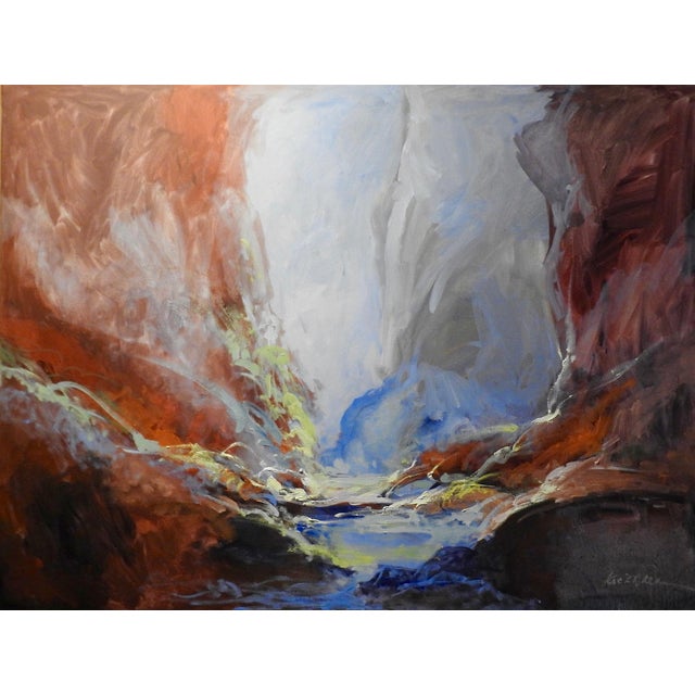 "Lush Valley" Abstract Expressionist Landscape Oil Painting For Sale