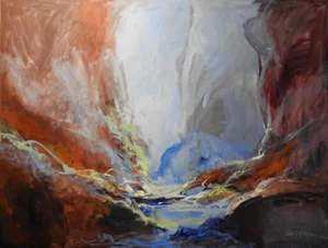 "Lush Valley" Abstract Expressionist Landscape Oil Painting