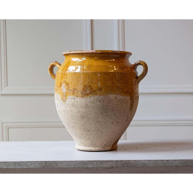 Mustard 19th Century French Terracotta Confit Pot with Yellow Ochre Glaze For Sale - Image 8 of 12