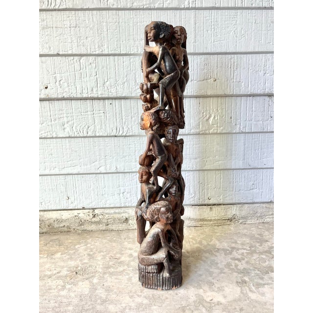 Hand Carved Mpingo African Family Tree of Life Makonde Ujamaa Sculpture For Sale In Dallas - Image 6 of 12