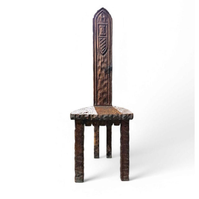 Brutalist Rustic Hall Chair in Wood For Sale - Image 10 of 10