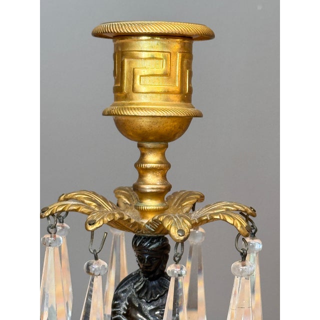 Pair of Figural Ormolu and Patinated Bronze Girandoles For Sale - Image 4 of 12