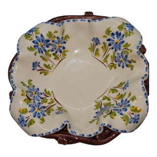 Vintage Classart Ceramic Dish in a Basket For Sale