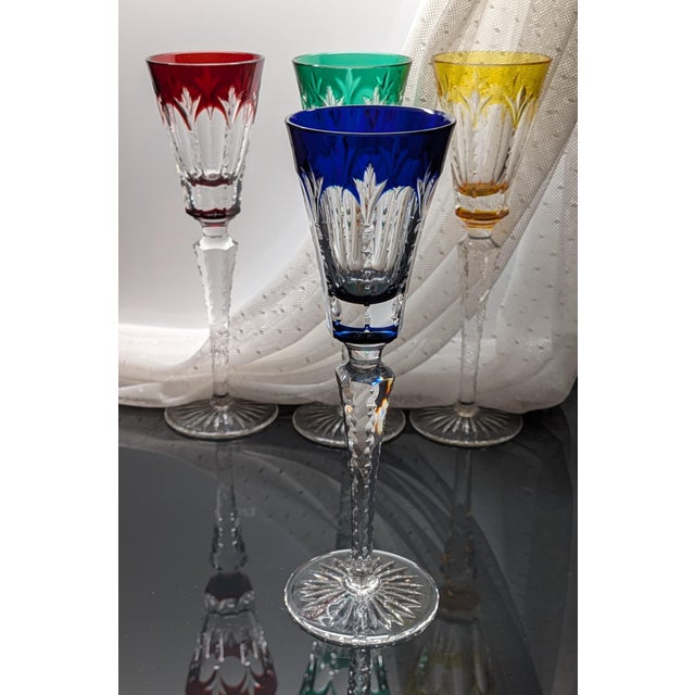 Late 20th Century Faberge Crystal Palais Royal Cordial Glasses, Set of 4 With Box For Sale - Image 6 of 13