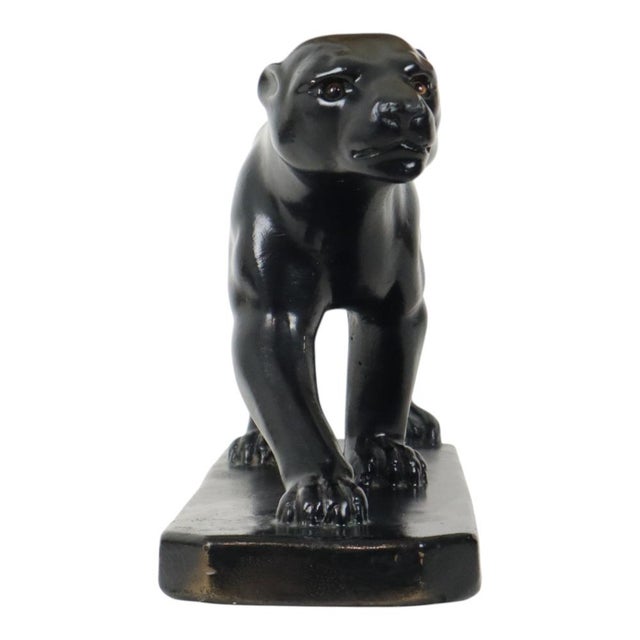 Black Art Deco French Panther Sculpture in Black Lacquered Plaster, 1920s For Sale - Image 8 of 18