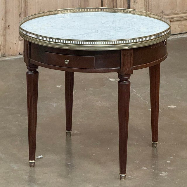 Antique French Louis XVI Mahogany Marble Top Bouillotte Table For Sale - Image 13 of 16