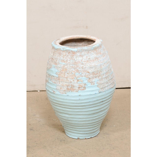 Rustic 19th Century Spanish Rustic Blue Glazed Clay Jar For Sale - Image 3 of 10
