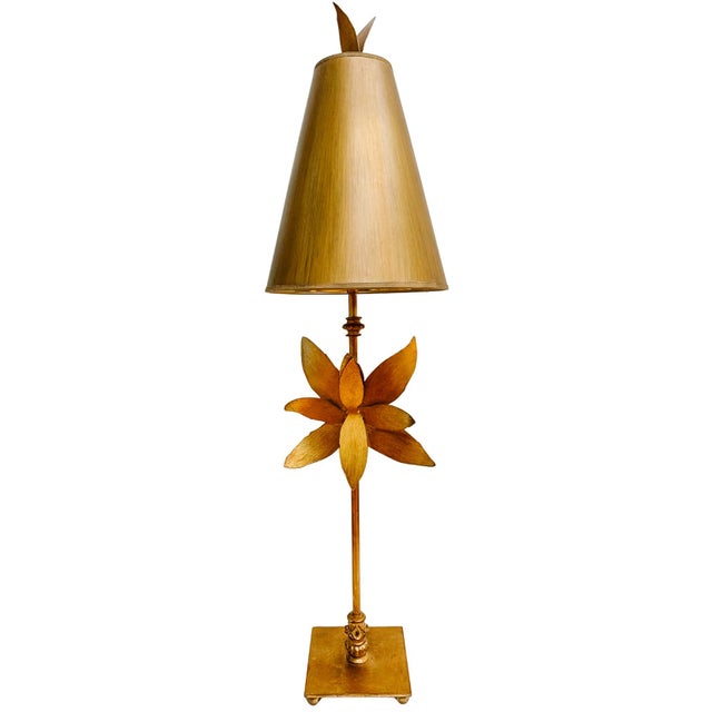 Contemporary Tall & Slender Azalea Gold Table Lamps by Lucas McKearn - a Pair For Sale - Image 9 of 17