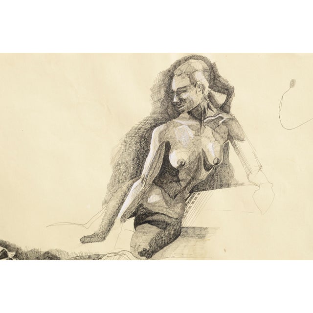 Michael William Eggleston Two Nudes Realism Pencil and Gouache on Paper Circa 1980s For Sale - Image 4 of 8