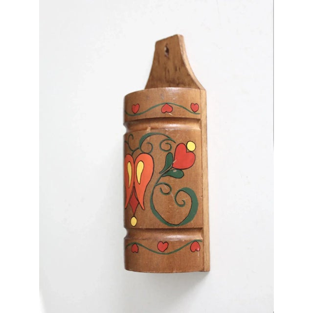 Vintage Folk Art Wall Pocket For Sale - Image 6 of 10