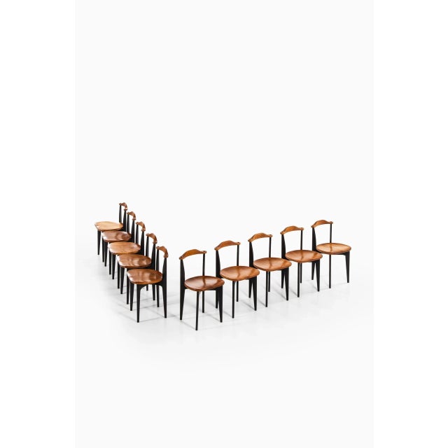 Rare set of 10 dining chairs model Thema designed by Yngve Ekström. Produced by Swedese in Sweden. This piece is...