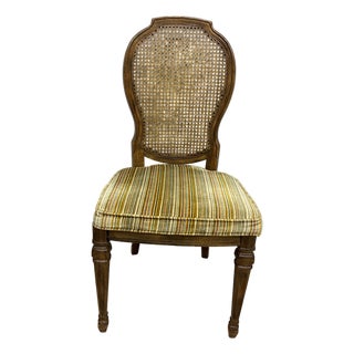 1980s Drexel Cane Back Dining Chairs Original Fabric For Sale