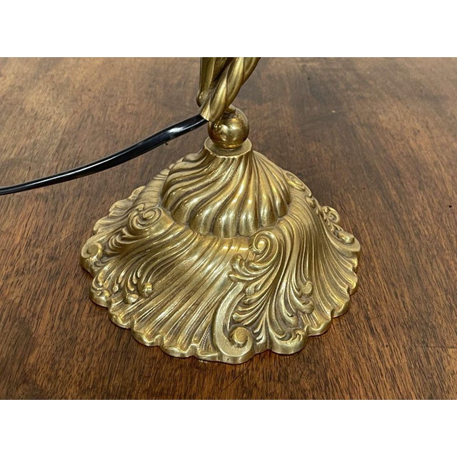 Bronze Lamp with Glass Paste Tulip Shade, 1970s For Sale - Image 5 of 11