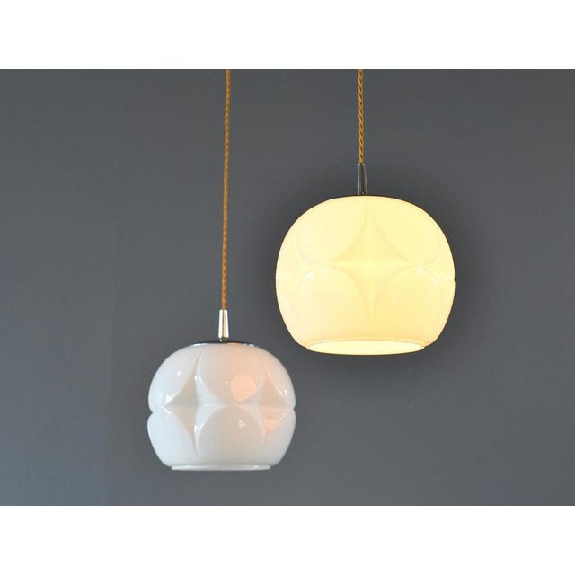Mid-Century Opaline Pendant Lights by Peill & Putzler, 1960s, Set of 2 For Sale - Image 9 of 10