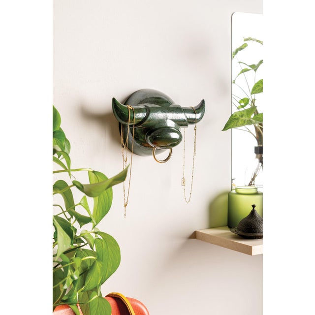 Green Ox Ceramic Sculpture, Modern Design, New Creation Wall Art For Sale - Image 4 of 9