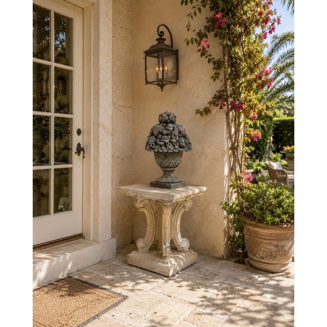 Classical Cast Stone Fruit & Floral Basket Garden Ornament For Sale - Image 9 of 12
