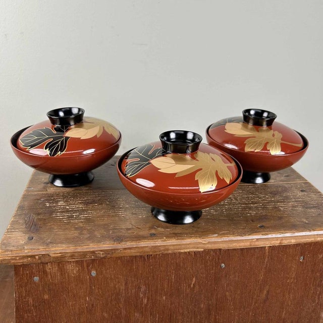 Wajima-Nuri Owan Serving Bowls, Japan, 1970s, Set of 10 For Sale - Image 10 of 18