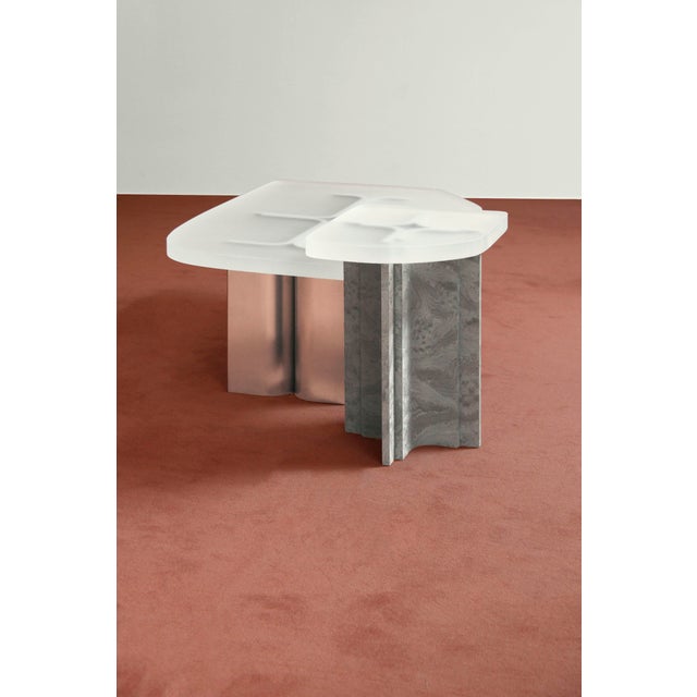 Brushed Steel & Transparent Opaque Resin Fossil Coffee Table by Daniel Nikolovski & Danu Chirinciuc for KABINET, 2019 For Sale - Image 6 of 17