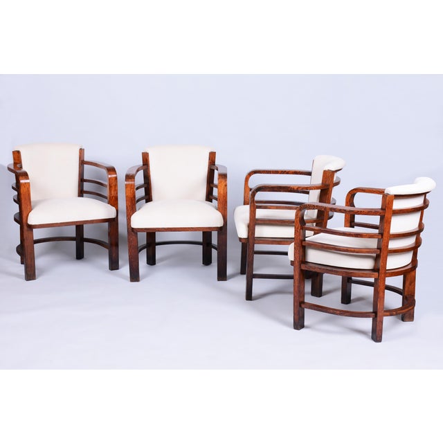Vintage Art Deco Armchairs in Oak by O. Wagner for Wiener Werkstätte, 1890s, Set of 4 For Sale - Image 17 of 17