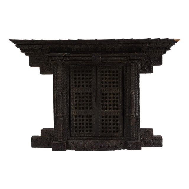 Newari Window in Carved Wood For Sale
