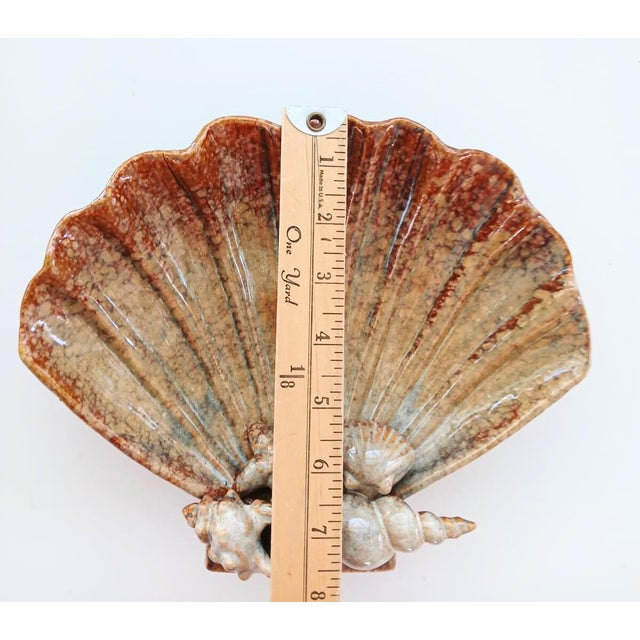 Vintage 1960's Pottery Shell Trinket Dish Catchall Coastal Nautical Beach House For Sale - Image 9 of 10