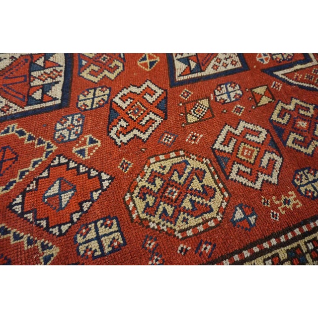 Charming Old Persian Quchan Kordi Rug With Red Background Color a Geometric Design For Sale In New York - Image 6 of 12