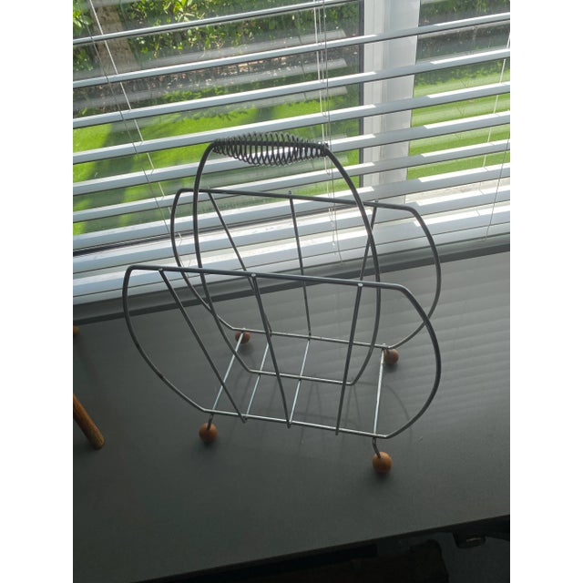 Wood 1960s Art Deco Style Magazine Rack For Sale - Image 7 of 7