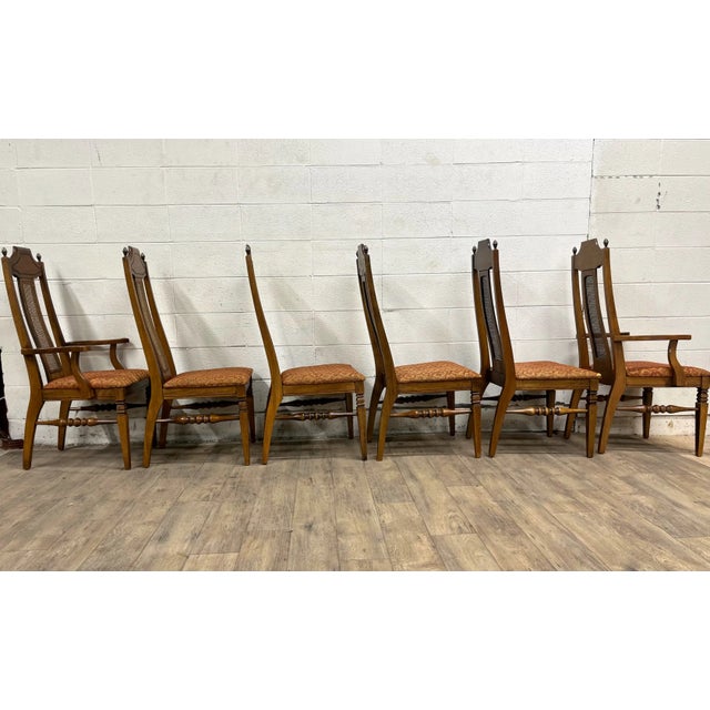 Vintage Garrison Furniture Co Italian Provincial Style Cane Back Dining Chairs For Sale - Image 4 of 10