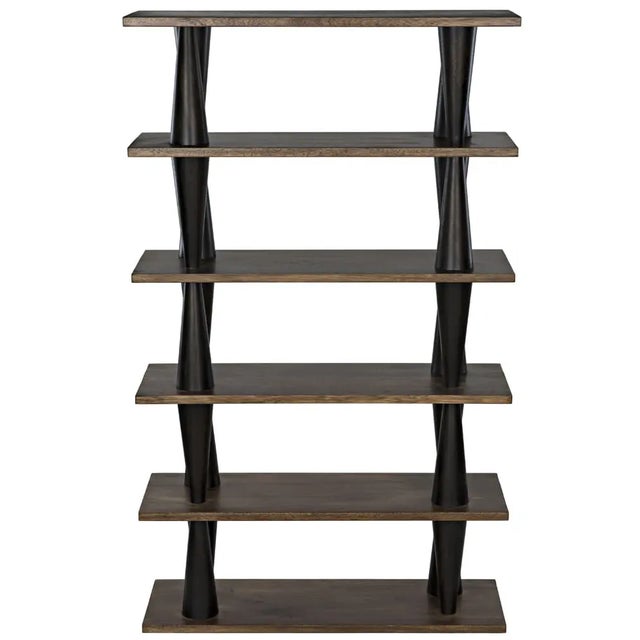 Mid-Century Modern NOIR Mood Bookcase, Ebony and Dark Walnut For Sale - Image 3 of 6