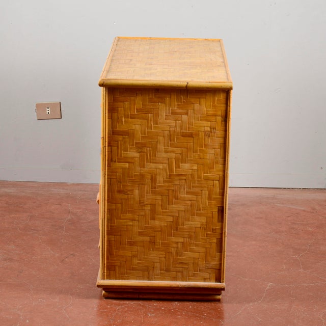 Tan Vintage Bamboo Chest of Drawers, 1970s For Sale - Image 8 of 9