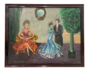 American Outsider Folk Art Painting "The Wall-Flower" by Gussie Smith Roth C.1965