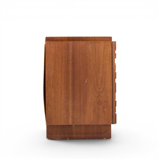 Lane Furniture Lane Brutalist Mid Century Walnut Lowboy Dresser For Sale - Image 4 of 8