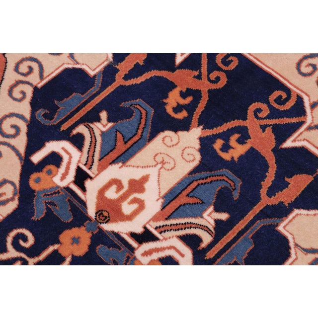 Abstract Rustic Kargahi Burnt Orange/Brown Hand-Knotted Wool Rug - 6'8'' X 7'3'' For Sale - Image 3 of 10